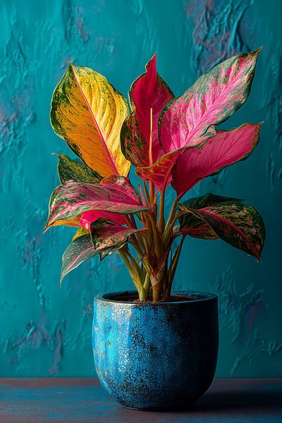 Aglaonema tropical en turquoise n°3 par Studio BB