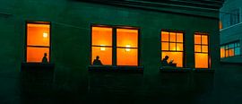 Jeux de lumière dans les cadres de fenêtres - Vie urbaine sur Poster Art Shop