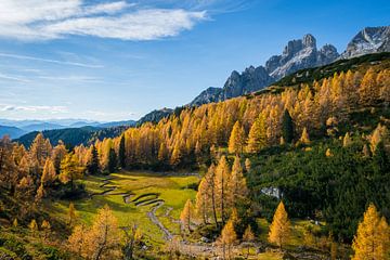 Berglandschap "Een schitterende Herfstdag in de Alpen" van Coen Weesjes