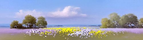 Flower meadow | Heart of Yellow in Purple Meadow by Art Whims