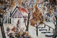 Winter in Bad Füssing - Kapel in het kuurbos van Christine Nöhmeier thumbnail