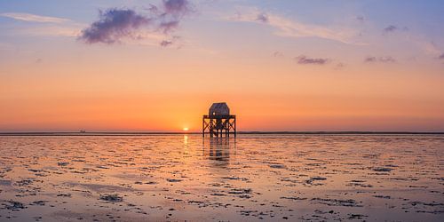 Panorama van een zonsondergang op de Engelsmanplaat
