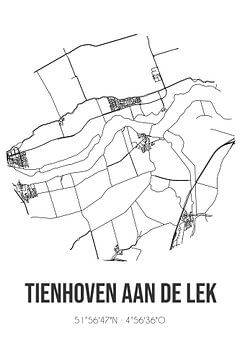 Tienhoven aan de Lek (Utrecht) | Landkaart | Zwart-wit van Rezona