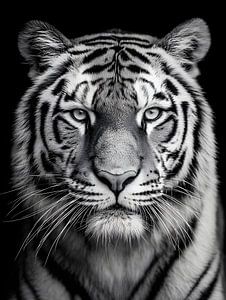 Tiger – Kraftvoller Blick im Schwarzweiß