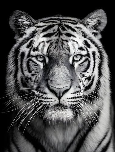 Tijger - Krachtige look in zwart-wit