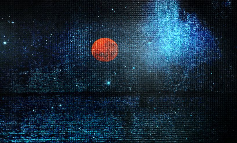 Blutmond über der Nordsee von Werner Lehmann