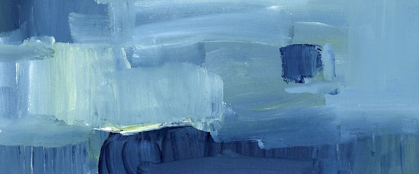 Blaues Fenster abstraktes Acrylgemälde von Karen Kaspar