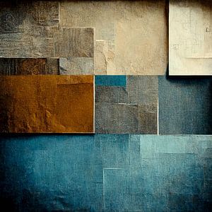 Abstrakt, beige, blau, braun, Kontrast, Geometrie, grau, Leinen, modern, Design, Gemälde