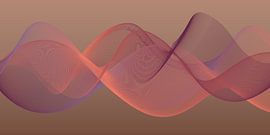 Moderne abstrakte Kunst. Wellen im Sonnenuntergang in Lila, Lachsrosa und Gold I von Dina Dankers