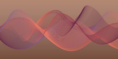 Moderne abstracte kunst. Golven van zonsondergang in paars, zalmroze en goud I