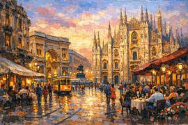 Mailand in Italien, ein impressionistisches Gemälde. von Galerie Hoppenbrouwers