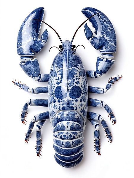 Kreeft in delfts blauw porselein van Dunto Venaar