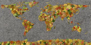 World Map Autumn Leaves