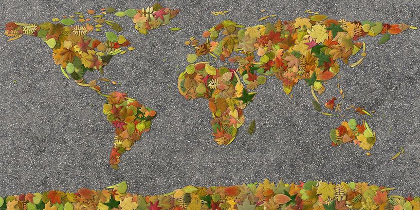 Weltkarte Herbstblätter von Frans Blok