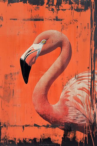 Flamingo in feurigem Kontrast Stilvoller Ausdruck