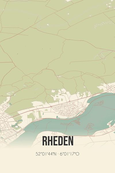 Carte ancienne de Rheden (Gueldre) par Affiches de lieux
