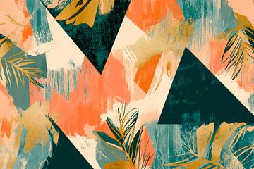 Colourful geometric leaf design by Poster Art Shop