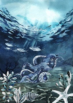 Oktopus mit Fischen von Lucia