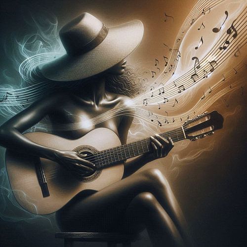 femme joue de la guitare