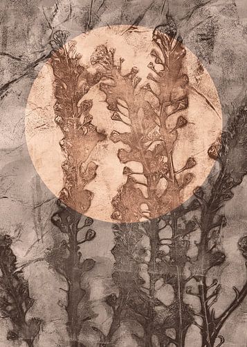 Zen wabi-sabi abstracte botanische kunst in Japandi stijl nr. 2