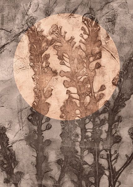 Zen wabi-sabi abstract botanical art in Japandi style no. 2 by Dina Dankers
