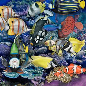 Kleurrijke vissenwereld in het koraalrif van Urft Valley Art
