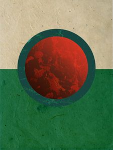 Abstracte wereld in rood en groen