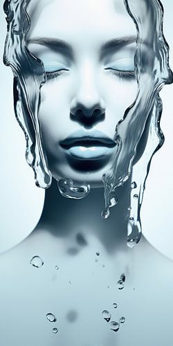 Beauty of a woman model covered in water