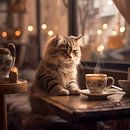 Koffie Drinkende Kat van Helder Design thumbnail