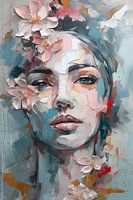 Beautiful pastel woman with flowers