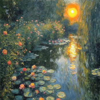 Nacht Romanze, Mond, inspiriert von Monet