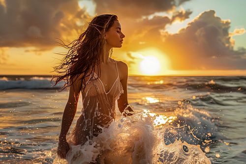 bruid in de branding