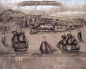 Curacao, een kaart van rond 1800 van Atelier Liesjes