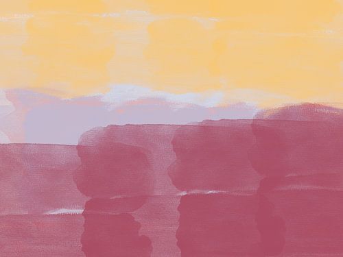 Kleurrijk abstract aquarel landschap in geel en paars