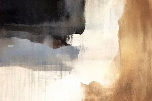 Moderne Abstraktion in Weiß, Gold, Schwarz und Blau