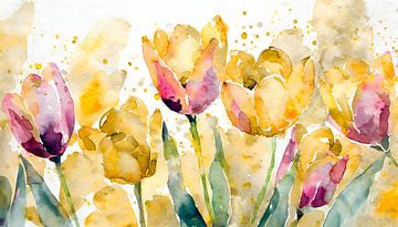 Lente! Schilderij met kleurrijke tulpen van Studio Pieternel