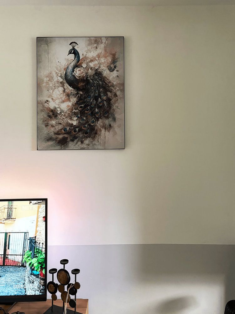 Abstracte pauw - pastel  van Your unique art 