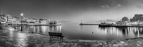 Chania op Kreta in Griekenland in zwart-wit.