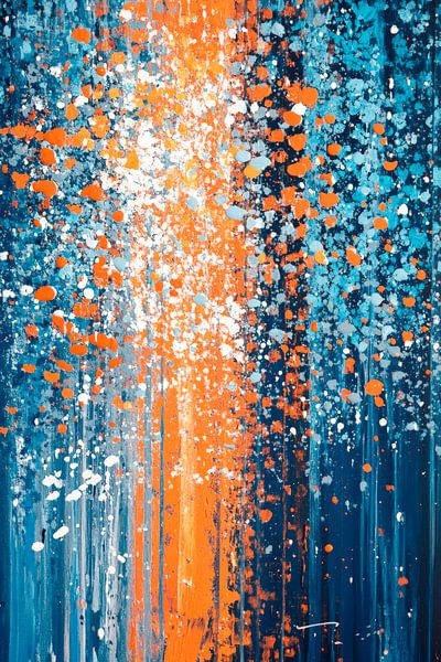 Farbexplosion in Blau und Orange von Poster Art Shop