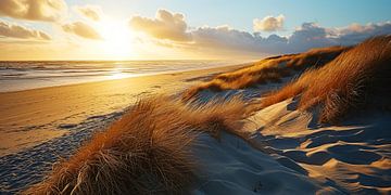 Coucher de soleil sur la plage sur Vlindertuin Art