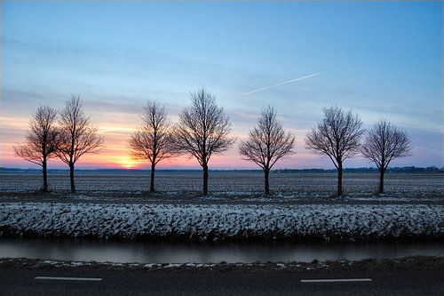 Zonsondergang in de winter