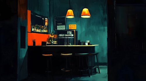 Franse bistro bij nacht