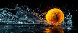 Tennisball springt durch Wasserfläche von Poster Art Shop