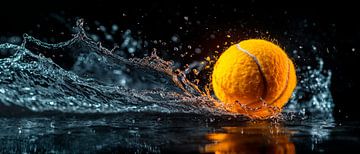 Tennis ball bounces through water surface by Poster Art Shop