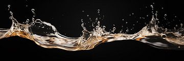 Flowing water banner in slow motion with drops and splashes on a black background by Animaflora PicsStock