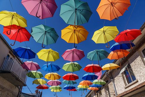 Colourful umbrellas as street decoration
