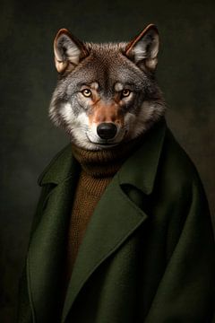 Wolf in een modern jasje van Poster Art Shop