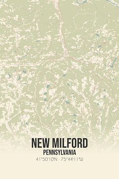 Vintage landkaart van New Milford (Pennsylvania), USA. van MijnStadsPoster