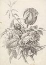 Stilleven boeket in zwart wit van Vintage en botanische Prenten thumbnail