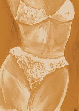 Lingerie aarde geel van Krista Kitsz Art